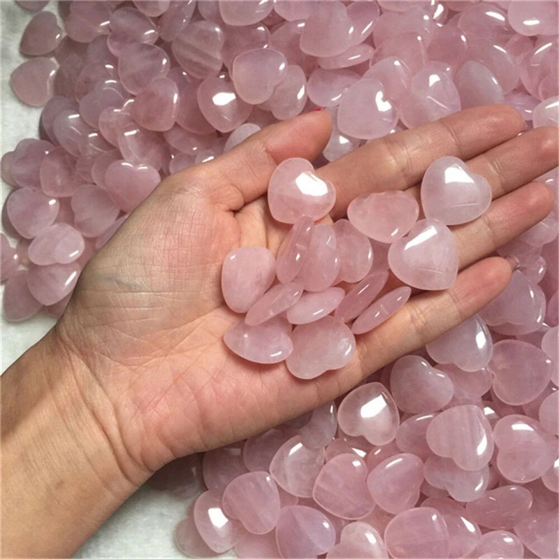 Đá Thạch Anh Hồng Tự Nhiên Chạm Khắc Hình Trái Tim Trang Trí Nhà Cửa
