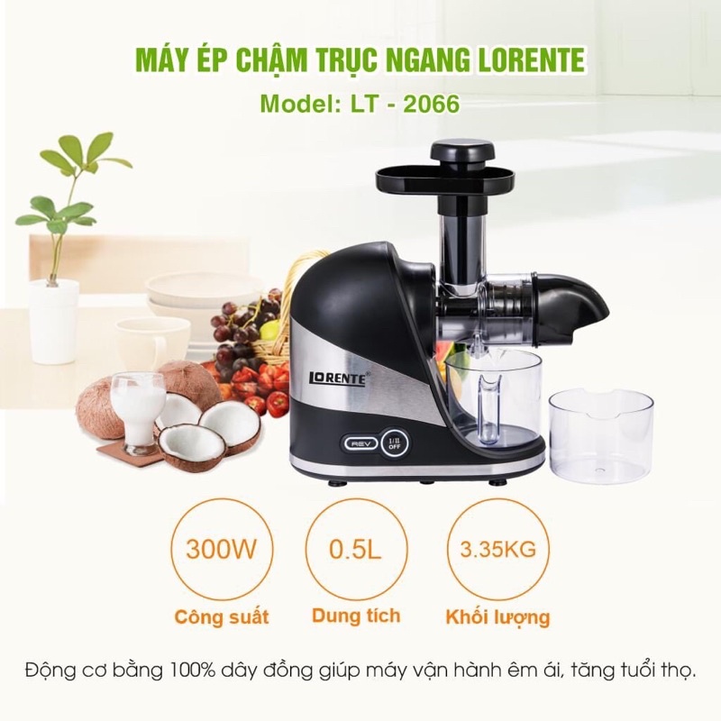 Máy Ép Chậm Lorente LT-2066-Siêu Phẩm 2022- Hàng Chính Hãng-BH 12 Tháng