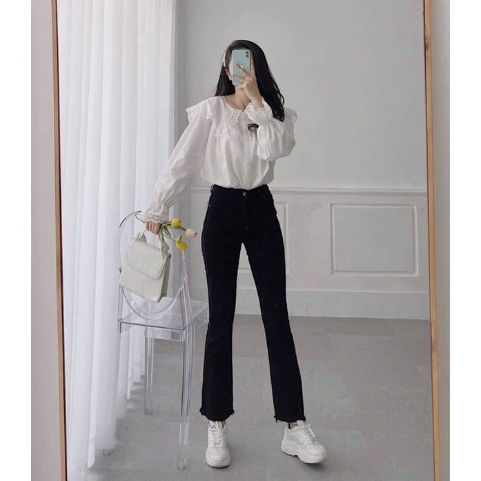 Quần bò jean nữ ống loe đứng jeans cạp cao co giãn phong cách style  jeanhot_0102 ms21 | BigBuy360 - bigbuy360.vn