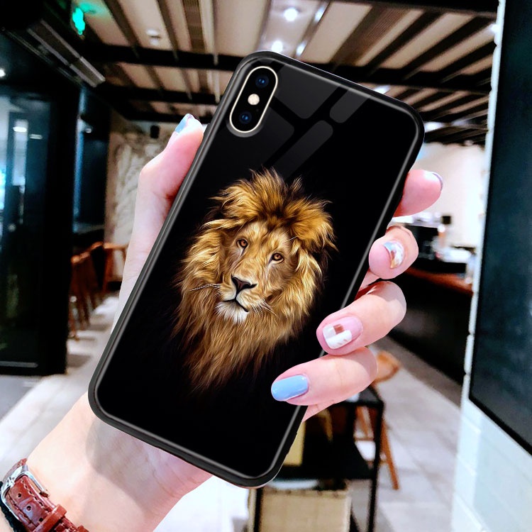 Ốp Lưng Iphone kính cường lực Hình Hổ Báo Sư Tử_48 KiraBrand 6/6plus/7/7plus/8/8plus/x/xr/xs/11/12/pro/max/plus/promax