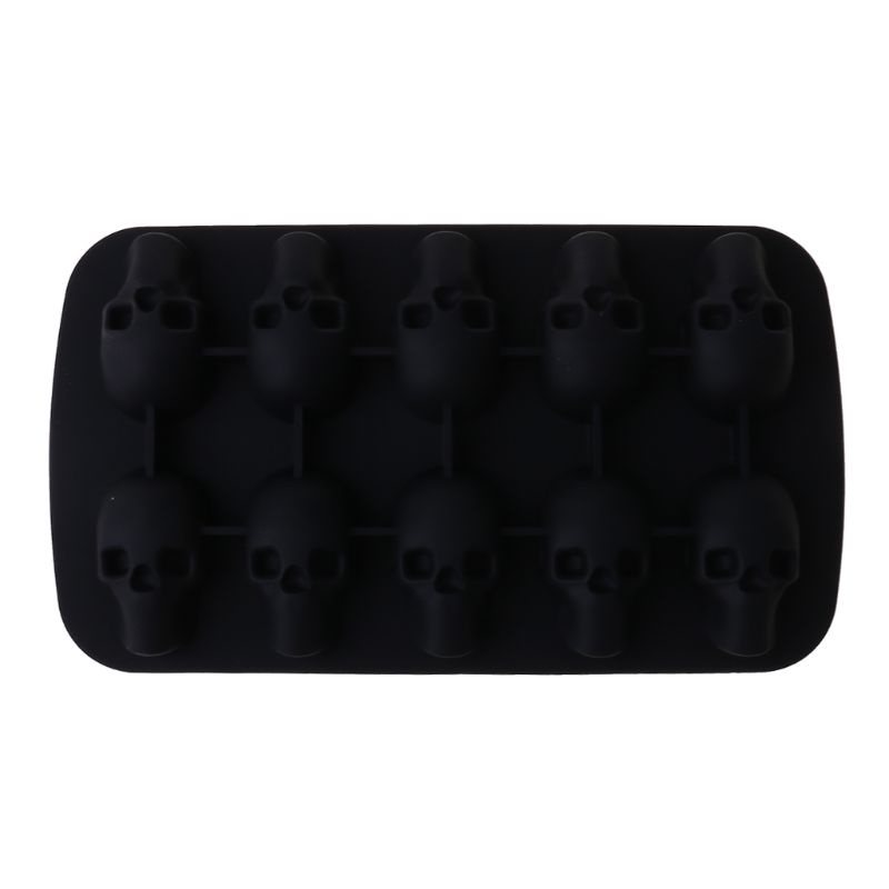 One Khuôn Silicon Làm Đá / Sô Cô La / Cocktail Hình Đầu Lâu 3D DIY 10 Ngăn Tiện Lợi Dành Cho Nhà Bếp / Quán Bar