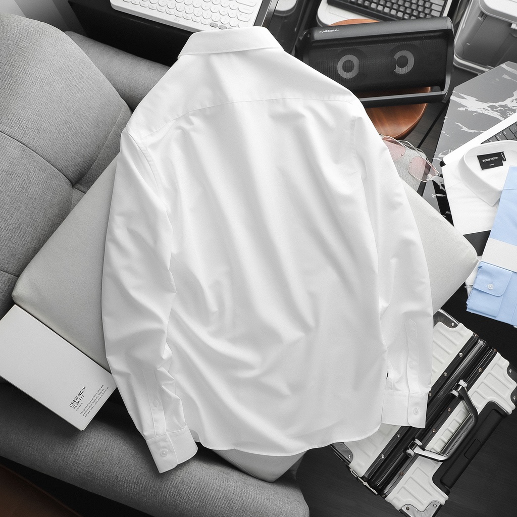 Áo Sơ Mi Nam Office Standard WB , Chất Vải Cotton Blend Thoải Mái , SM0003-01 ,SOMEHOW