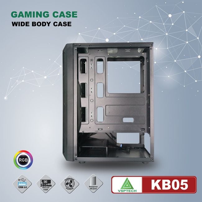 Thùng máy tính Case VSP CA KB05 1 mặt kính cường lực KHÔNG KÈM FAN