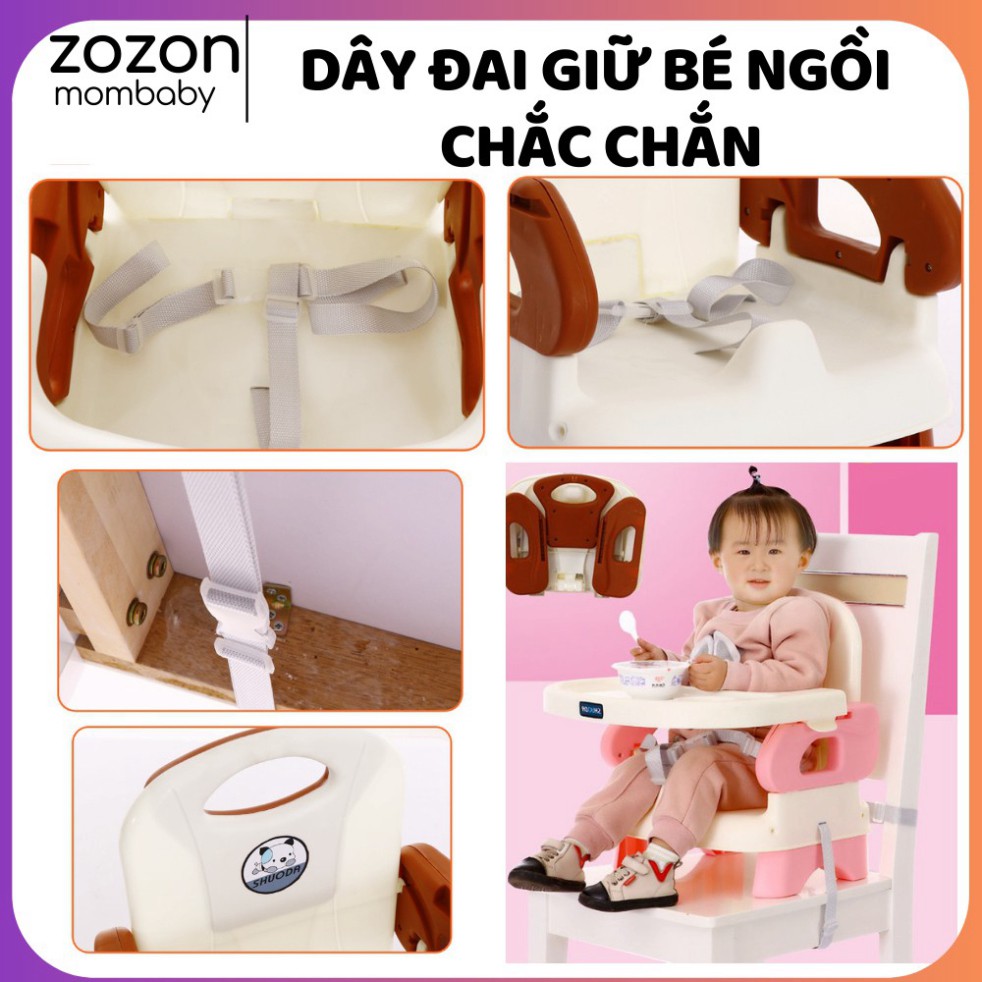 Ghế ăn dặm cho bé Shouda hình gấu 2 nấc chân điều chỉnh, ăn dặm kiểu nhật và BLW, cho bé từ 6 tháng chính hãng Zozon "