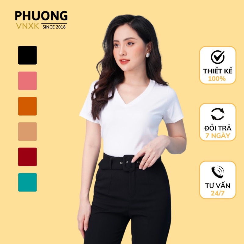 Áo phông nữ cổ tim nhiều màu hàng VNXK chất thun cotton cực mát đủ size 4065kg