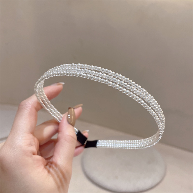 Băng Đô Cài Tóc Phối Ren Đính Ngọc Trai Thời Trang Phong Cách Hàn Quốc Cho Nữ