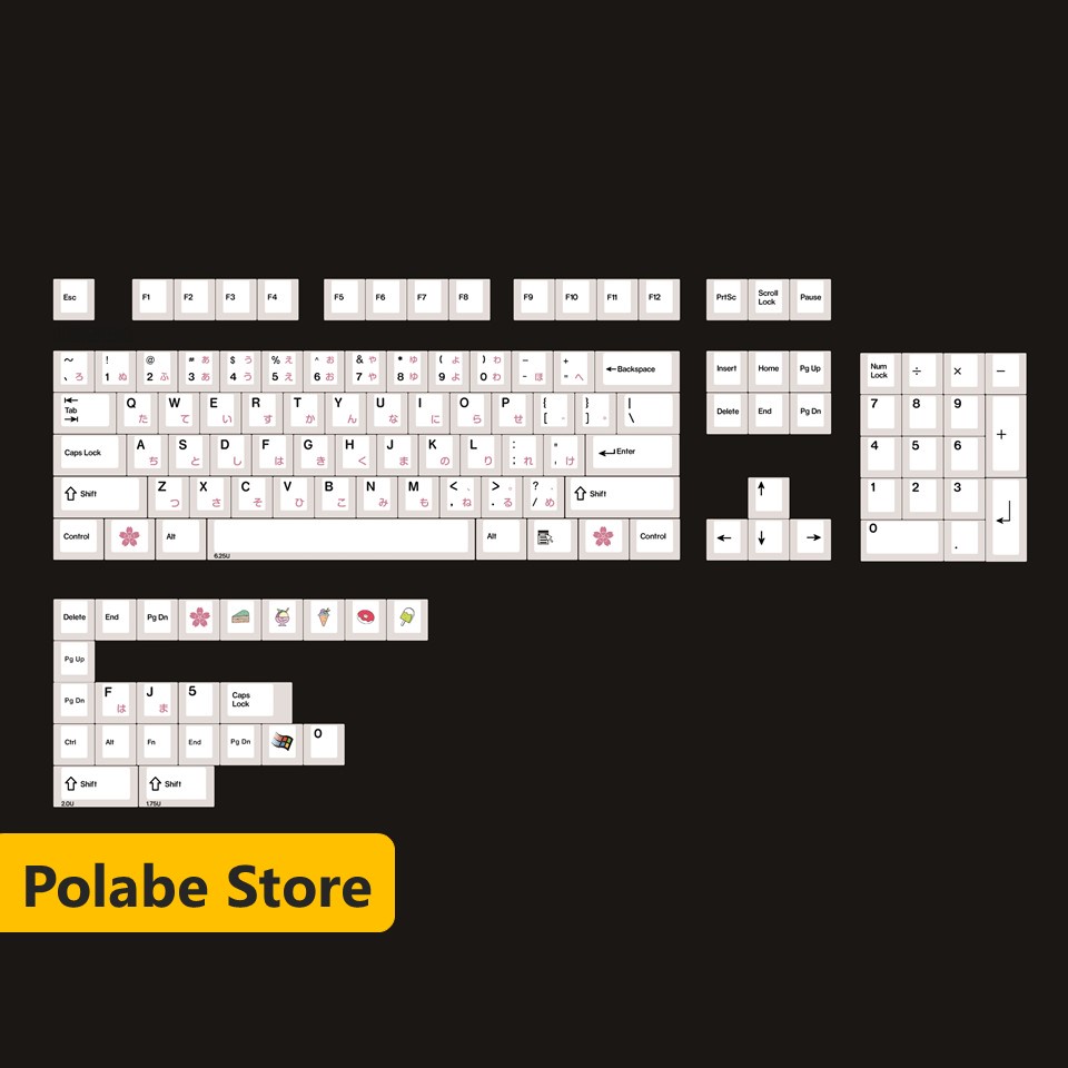 Keycap bàn phím cơ Cherry Blossom, keycap PBT dyesub sắc nét, keycap cherry thick PBT cân nhiều layout - Polabe Store