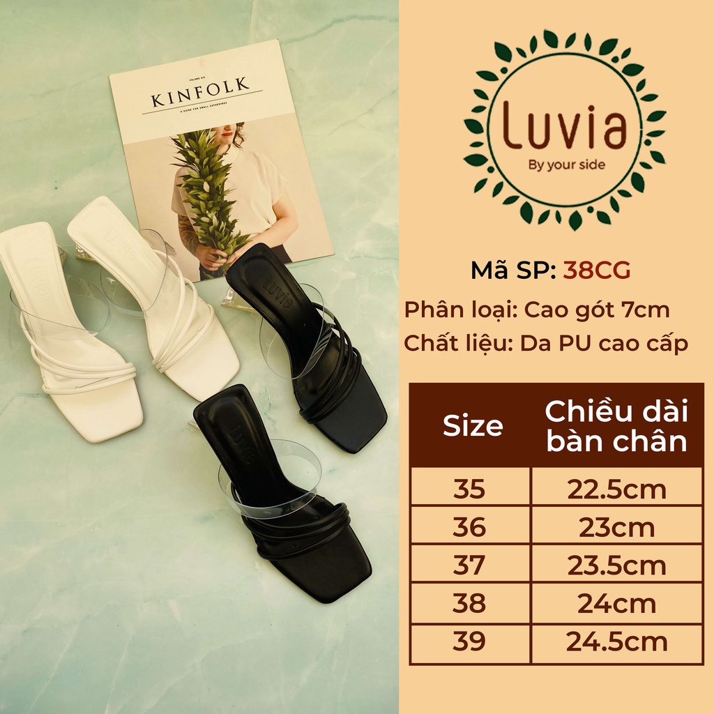 Dép nữ cao gót thời trang 7p gót tam giác mica Luvia 38CG