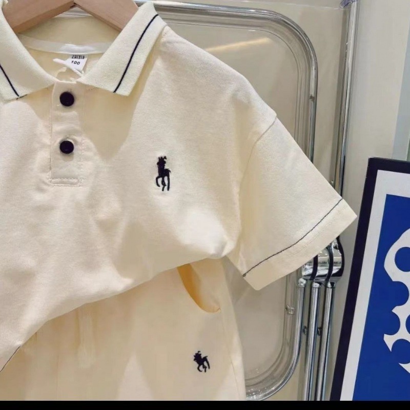 Bộ Áo Thun Polo Ngắn Tay + Quần Short Thoáng Khí Thời Trang Cho Bé