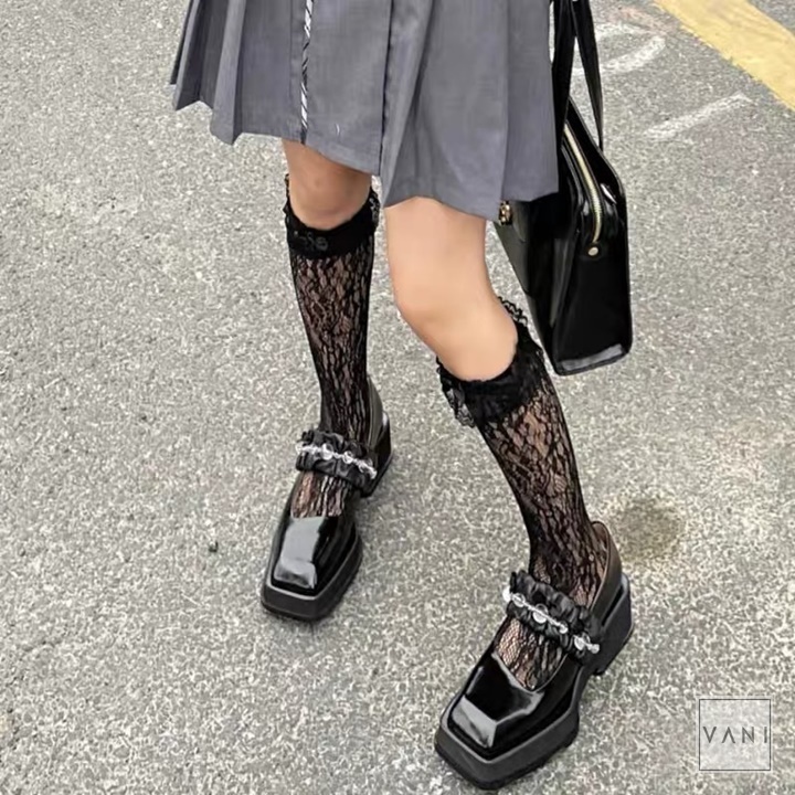 Tất Vớ Bắp Chân Lưới Hoa Viền Ren Phong Cách Lolita - Vani Store - TAT00142