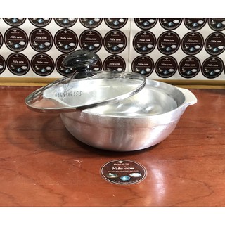 ( Hàng chính hãng ) Nồi tộ gang trắng Hà Nội kho cá thịt số 3 nắp kính chính hãng Ngân Thọ.