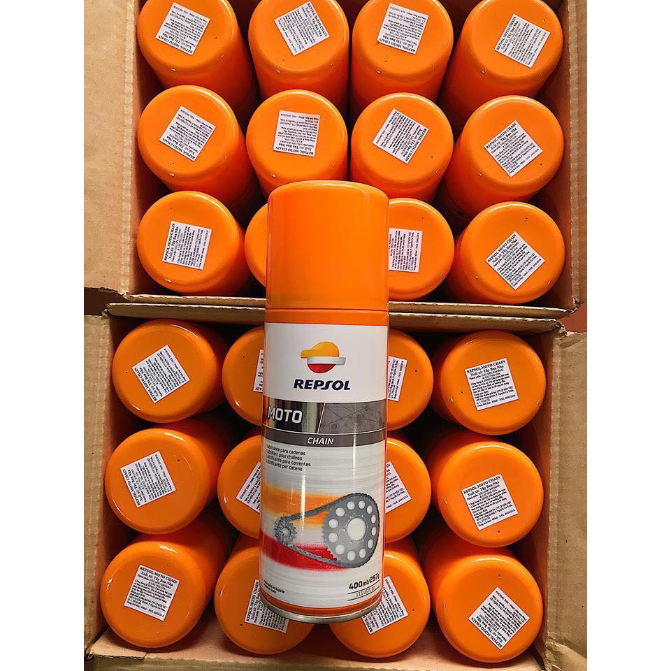 Dung dịch dưỡng xích, dưỡng sên, bôi trơn xích sên xe máy Repsol Chain Lube 400ml