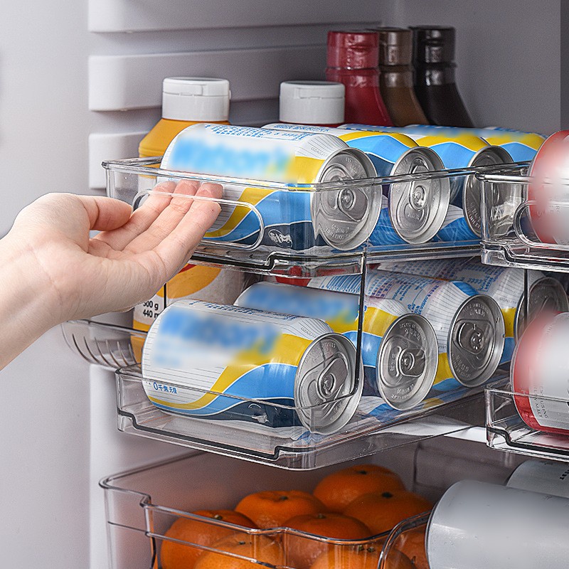 Giá Đỡ Chai Bia Nước Ép/Nước Ép 2 Tầng Có Thể Cuộn Lại Dành Cho Tủ Lạnh/Nhà Bếp