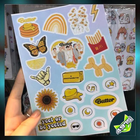 Set Sticker BTS Butter Theme Dán Mũ Bảo Hiểm, Laptop, Máy Tính Cầm Tay Casio, Điện Thoại,... Bền bỉ - kháng nước