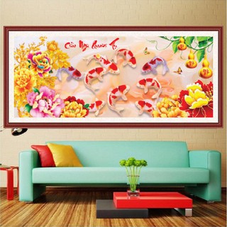 ❤FLASH SALE❤ TRANH THÊU CHỮ THẬP CỬU NGƯ QUẦN TỤ LV3202 - KT 107*52cm