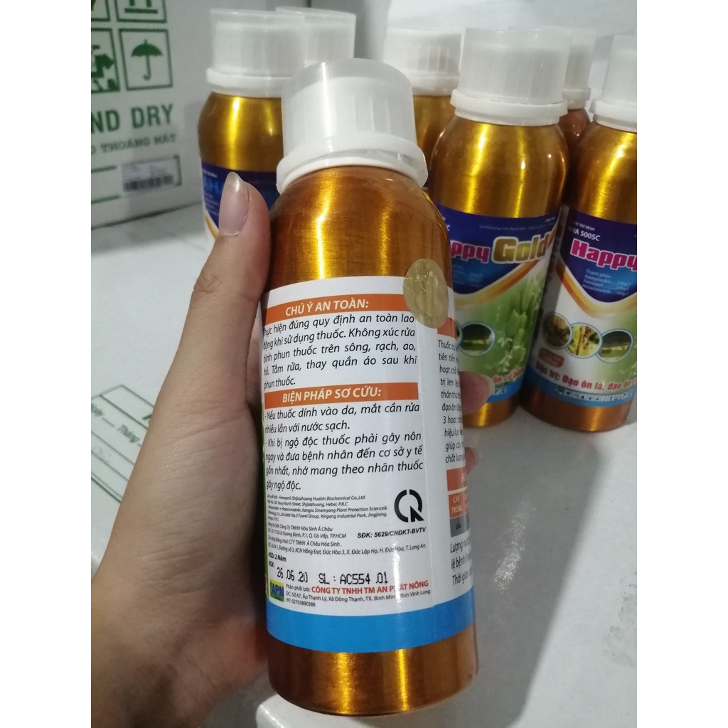 Chế phẩm trừ bệnh HAPPY GOLD 500SC (chai 200ml) quản lý bệnh đạo ôn, lem lép, vàng lá trên lúa