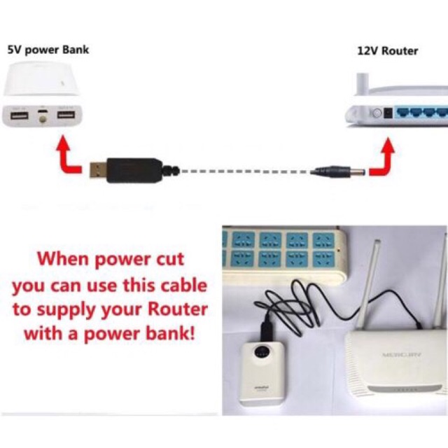 ✅Jack chuyển DC 5v sang DC 12v cho router wifi khi mất điện
