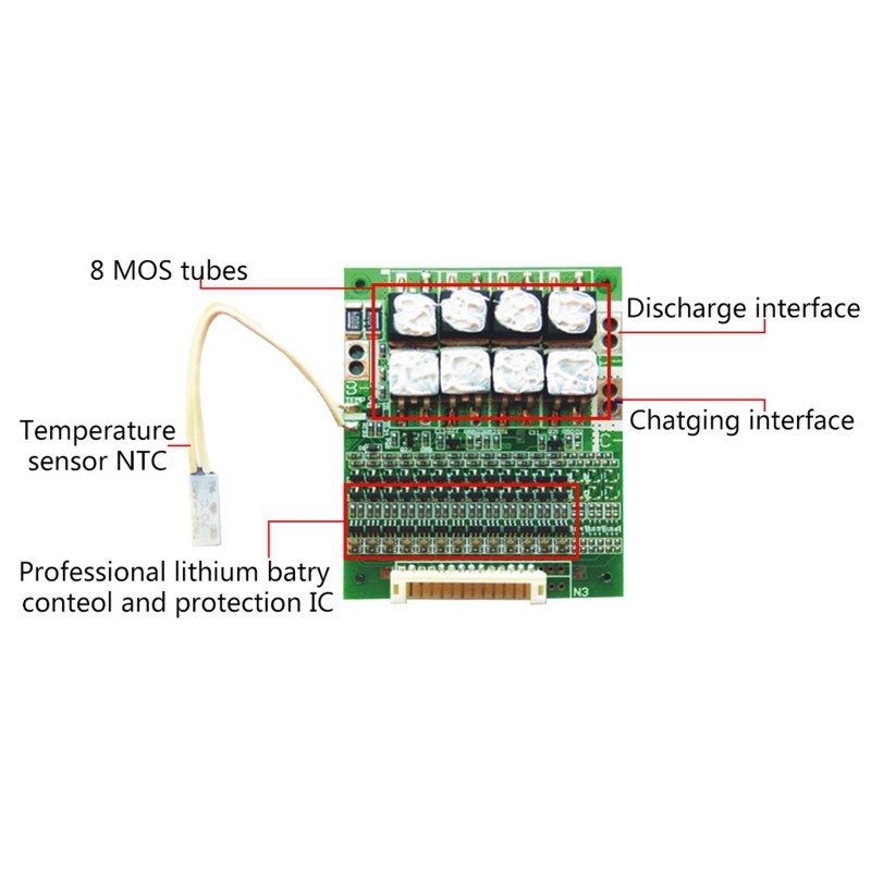 Bảng Mạch Cân Bằng Pin Li-Ion Bms Pcb 13s 48v 60a