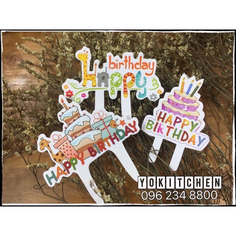 Que cắm Happy birthday giấy