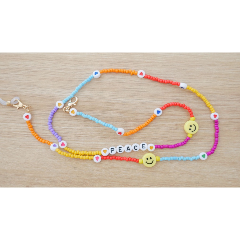 Dây đeo khẩu trang Hàn Quốc chuỗi hạt nhiều màu đính chữ, hình hoạt hình 4d, hình thú cao cấp