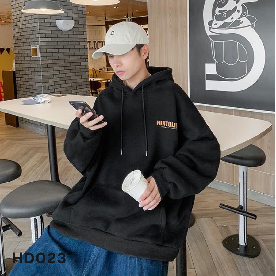 Áo hoodie in chữ funtoliu nón rộng vải dày HD023 - T2000