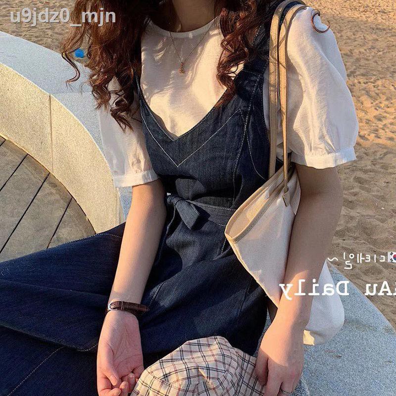 Maternity clothes, summer two-piece dress, trendy fashion, casual, age-reducing hot mom personality, denim suspender ski | BigBuy360 - bigbuy360.vn