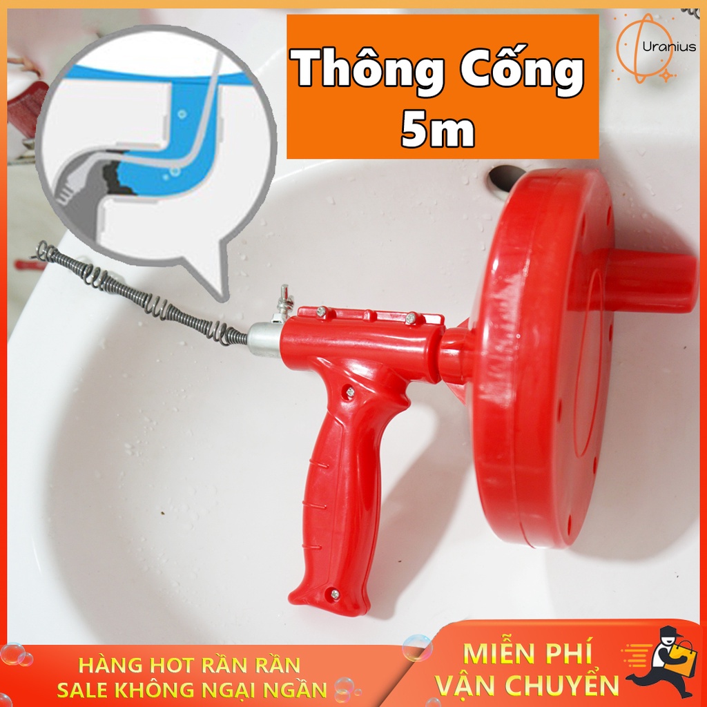 Thông tắc cống,Dụng Cụ Thông Cống Dây Dài 5m Chuyên Nghiệp Dạng Lò Xò, Dễ Dàng Sử Dụng - BH 1 đổi 1
