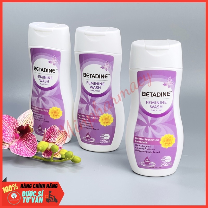 Dung dịch vệ sinh phụ nữ BETADINE Gentle protection màu tím chăm sóc dịu nhẹ Feminine wash - Minpharma