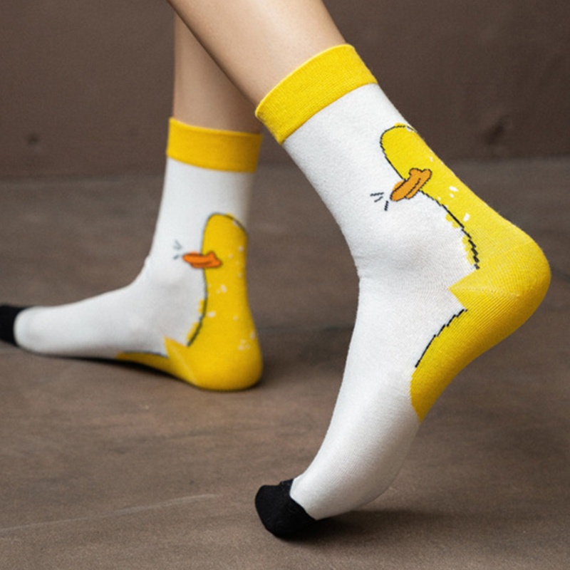 Tất Cotton In Họa Tiết Vịt Hoạt Hình Vui Nhộn Cho Nữ