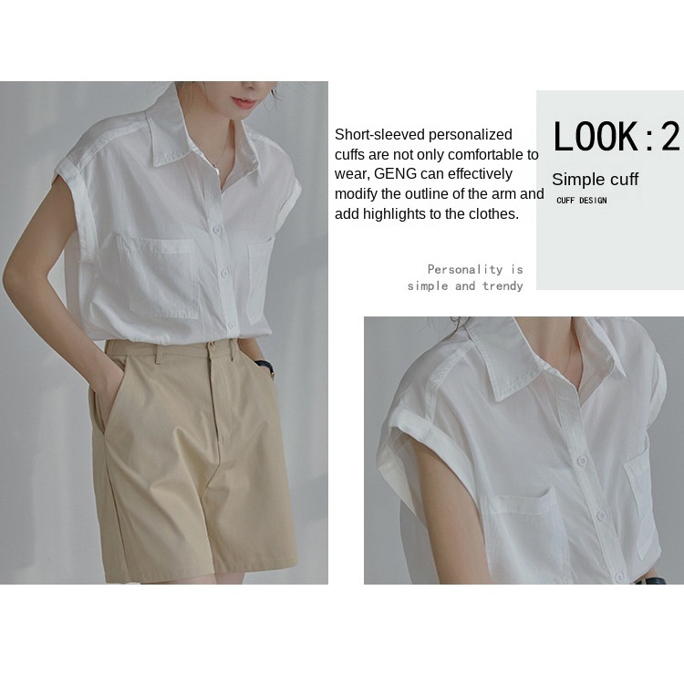 Áo Sơ Mi Trắng Tay Ngắn Hai Túi Dáng Rộng Thời Trang Mùa Hè Hàng Mới  Dành Cho Bạn Nữ