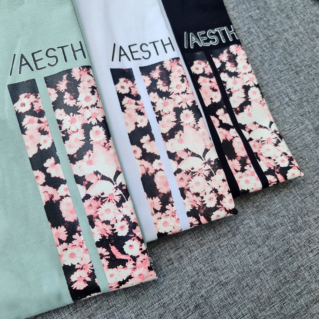 Áo phông áo thun nam nữ tay lỡ from rộng freesize chất cotton thoáng mát in hình hoa cúc MOKISHOP