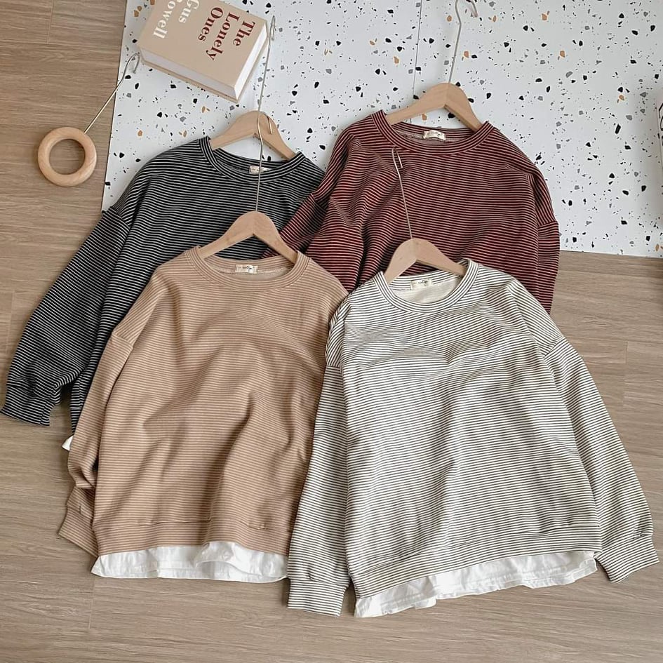 Áo nỉ kẻ pha gấu trắng 009 - Freesize	(1235)