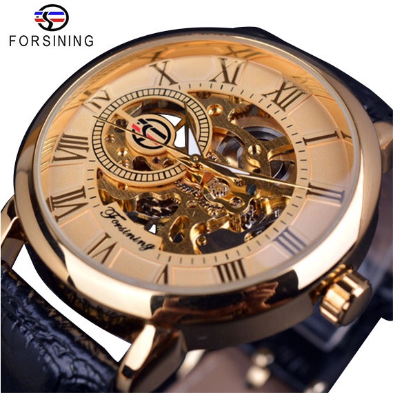 FORSINING Đồng Hồ Cơ Tự Động Mặt Tròn Thời Trang Cho Nam