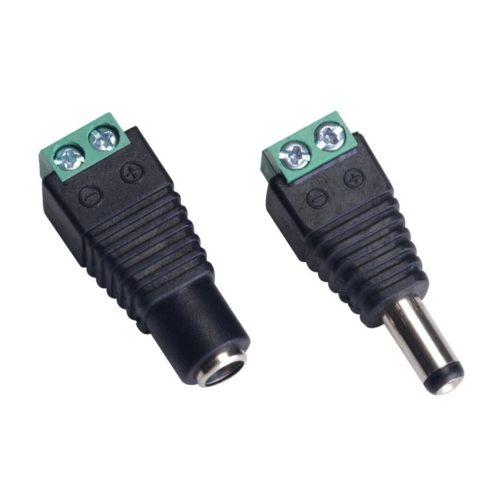 Jack nối nguồn Đực/Cái kích thước 5.5x2.1mm chuyên dụng cho camera, đèn, mạch điện tháo lắp dễ dàng