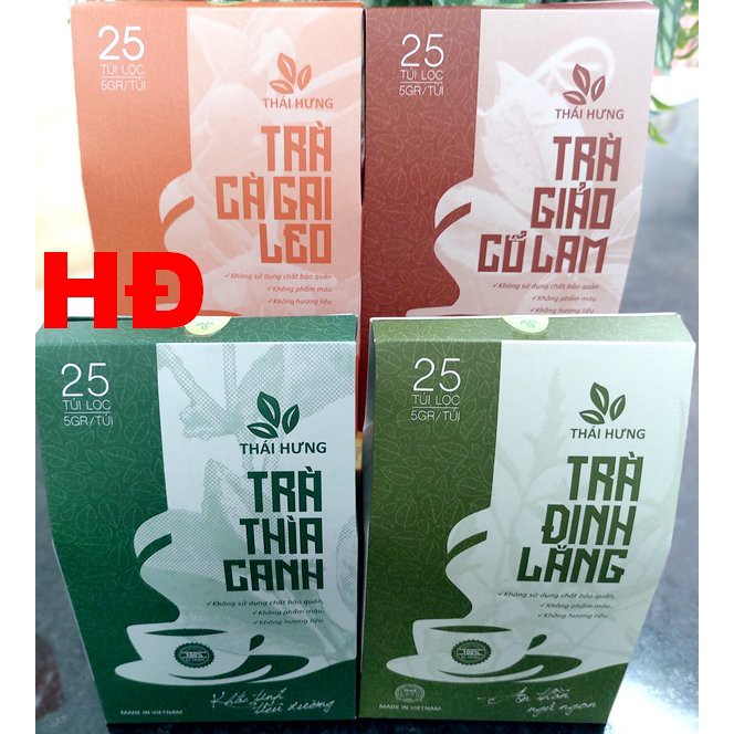 Trà túi lọc Thái Hưng 125gr cà gai leo, thìa canh, đinh lăng, giảo cổ lam - Bộ sản phẩm tuyệt vời cho sức khỏe