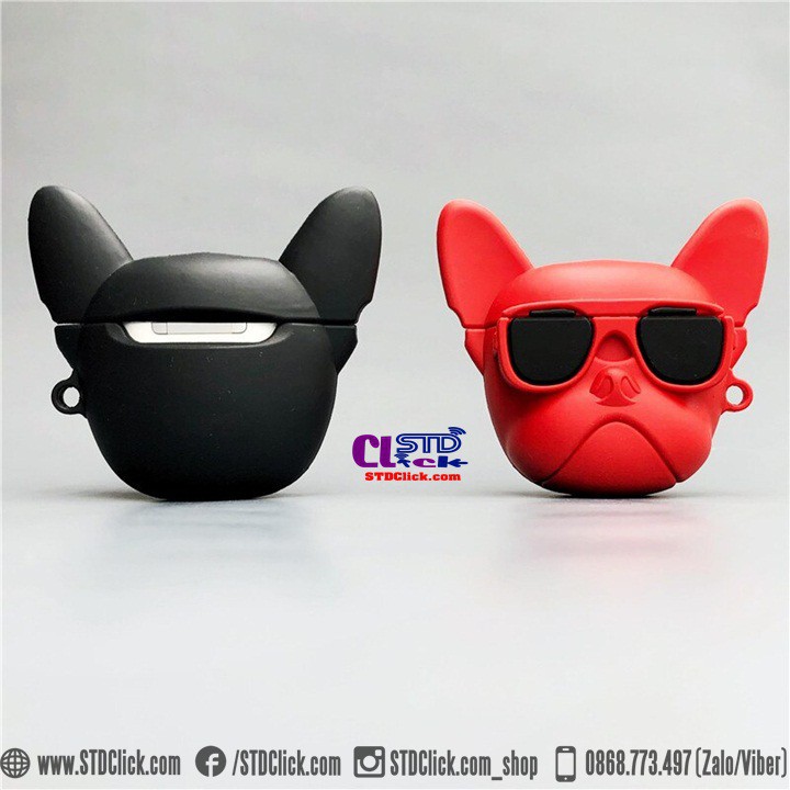 BAO SILICON AIRPODS PRO BULL DOG KÈM MÓC TREO [HOT] HÀNG CHUẨN