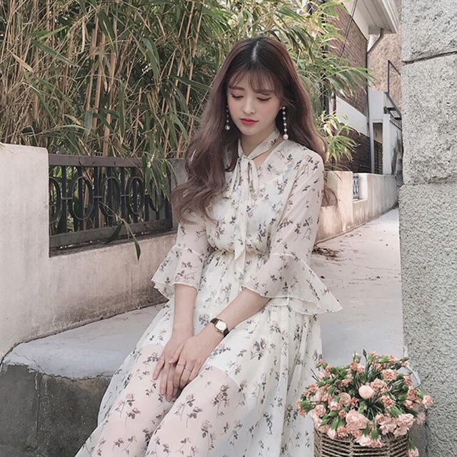 [Sẵn/ Hình thật] Váy maxi hoa nhí tay xoè công chúa M363 Đầm voan hoa tiểu thư Moran bánh bèo | BigBuy360 - bigbuy360.vn