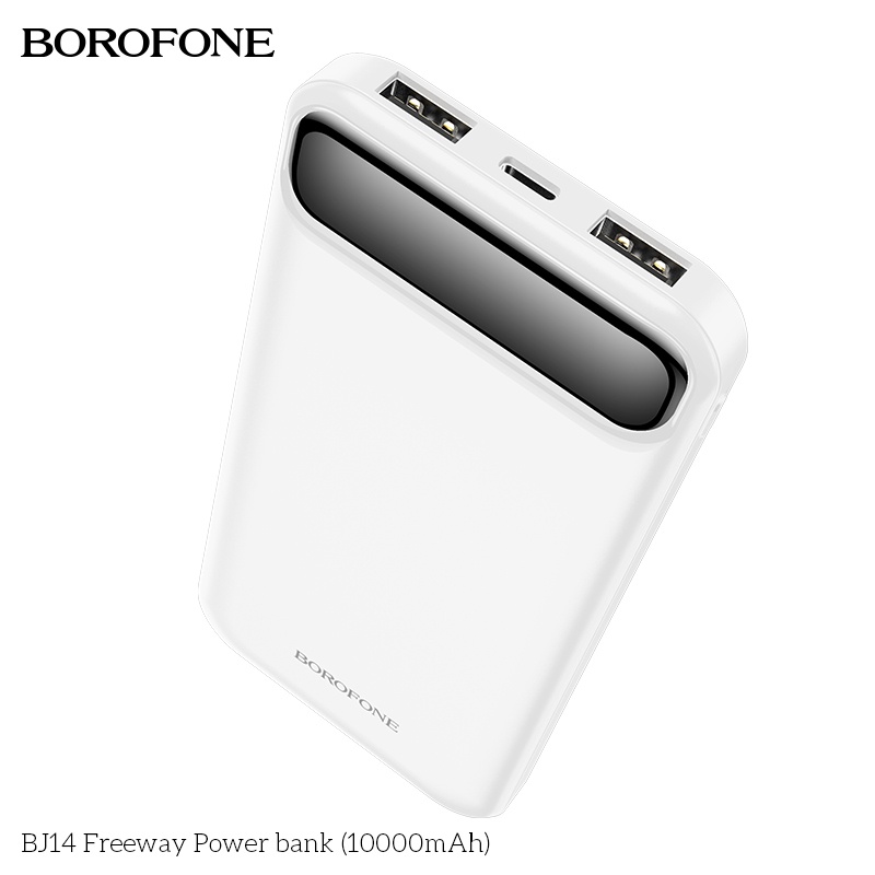 Pin sạc dự phòng 10000mAh BOROPHONE BJ14 có đèn báo LED, 2 cổng ra USB - Chính hãng