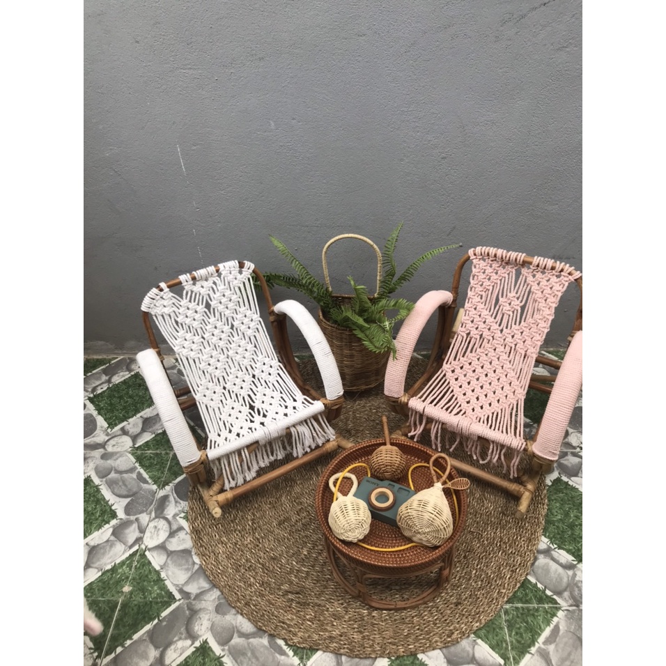 Ghế Ngồi Trẻ Em Bằng Mây Hoặc Bằng Gỗ Siêu Xinh Xắn / Phong Cách Vintage/ Dành Cho Bé Từ 1 đến 6 Tuổi / Hàng Việt Nam