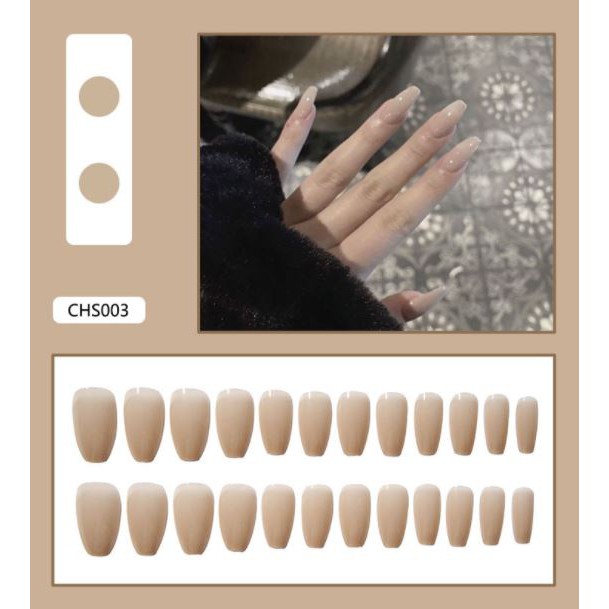 (TẶNG KEO DÁN) Bộ 24 Móng Tay Giả Dài Siêu Hot Chống Nước Nhiều Màu Siêu Hot CHS