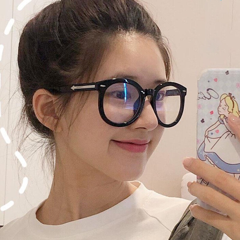 Mắt Kính Chống Bức Xạ Gọng Dày Màu Đen Cho Nữ