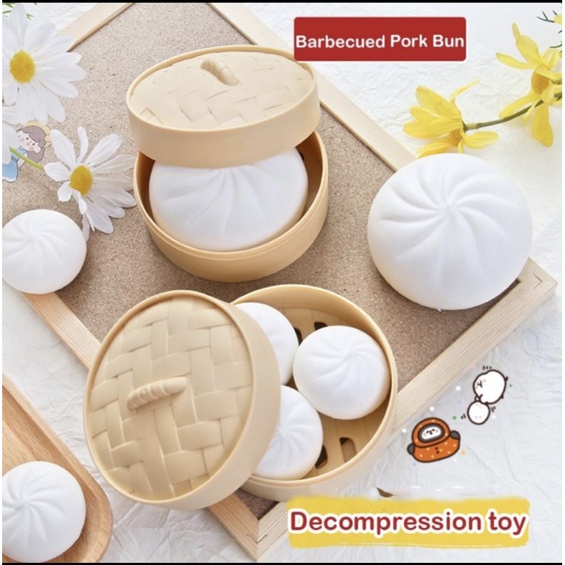 Đồ chơi giảm stress lồng hấp bánh bao bóp tay mềm mại