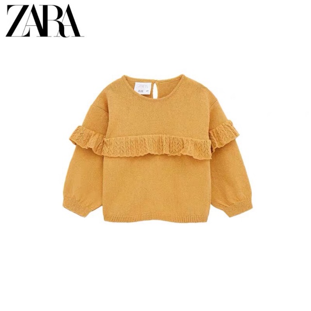 CÓ SẴN Áo len vàng bèo ngực Zara siêu cute cho bé gái 😻😻😻 Màu vàng tây cực đẹp
