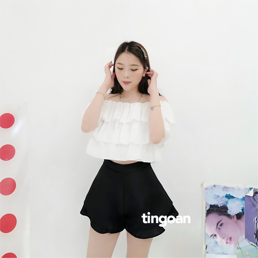 Quần váy cạp cao xoè 2 tầng đen tingoan CHARMIE SKORT/BL