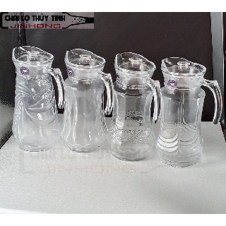 BÌNH THỦY TINH CA QUAI RÓT HOA VĂN 1500ML