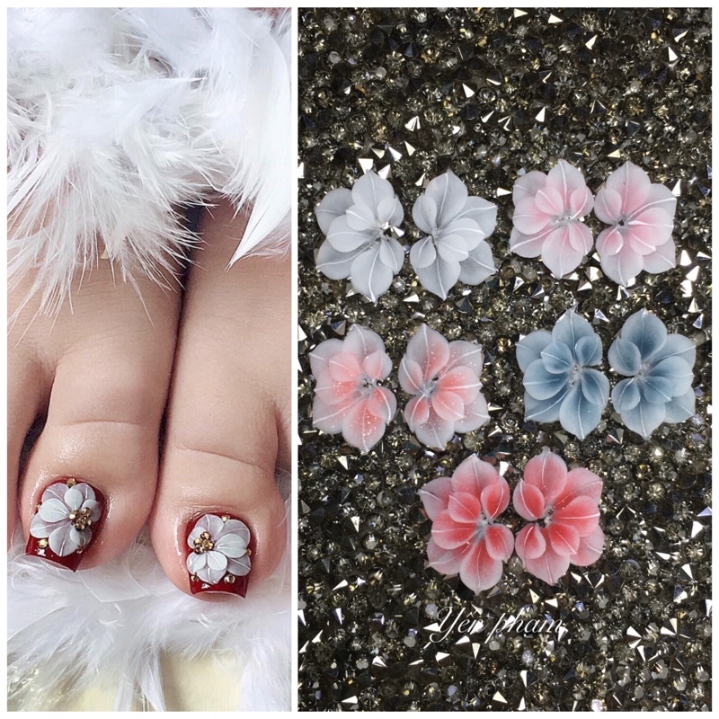 Hoa Bột Nail - Hoa Nữa Gắn Móng Chân (Giá 1 Bông)