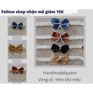 Vòng cổ chó mèo - Vòng cổ nơ kaki chuông