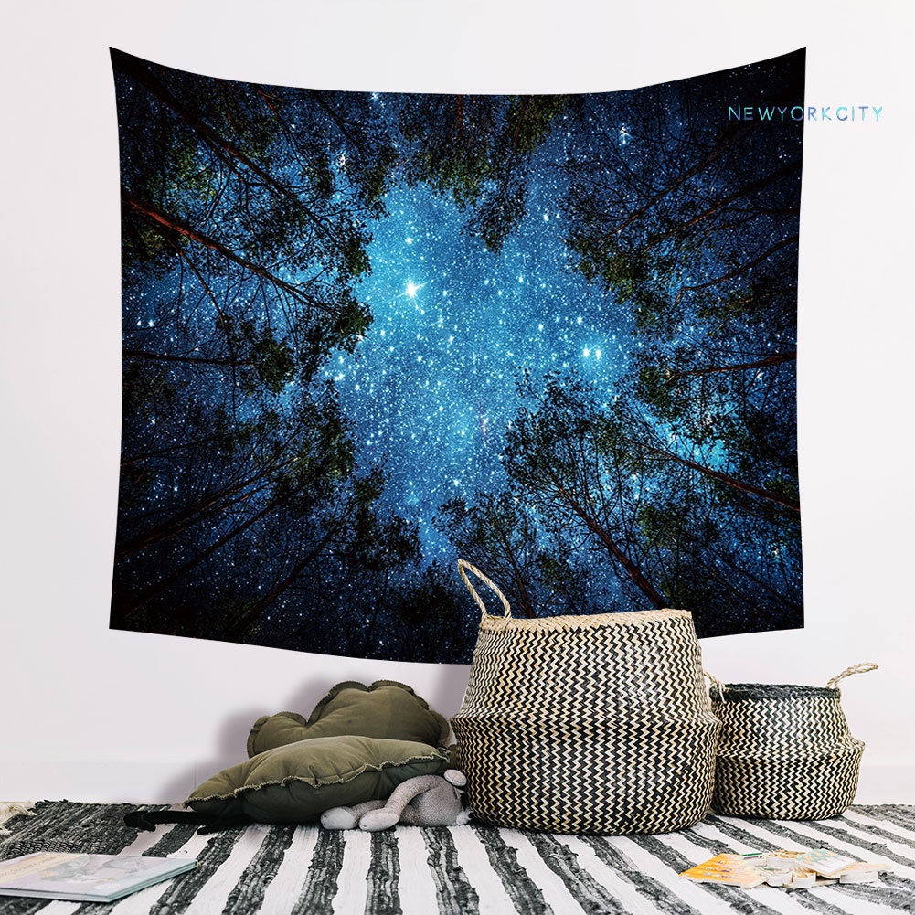 Thảm Treo Tường Trang Trí In Họa Tiết Hoa Hướng Dương / Bầu Trời Sao Rừng