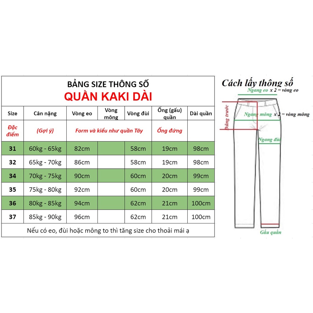 Quần kaki nam GIẢM GIÁ, quần nam BIG SIZE từ 60kg đến gần 90kg - NH Shop