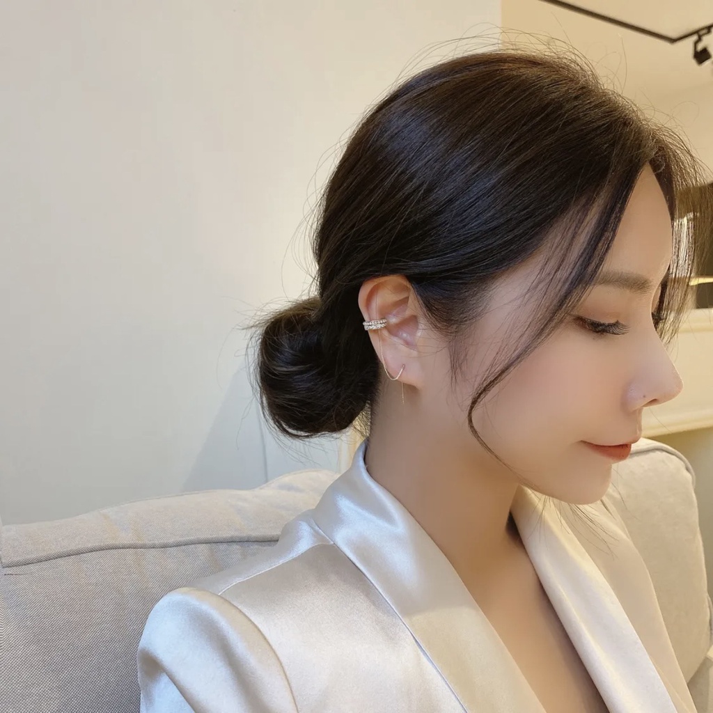 Khuyên tai mạ bạc 925 đính đá và ngọc trai nhân tạo xinh xắn